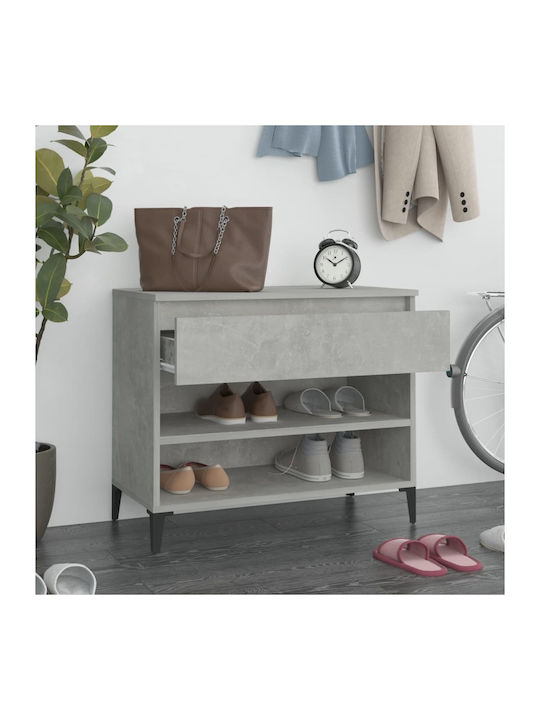 Metallic Shoe Organizer with 2 Shelves Concrete 70x36x60cm