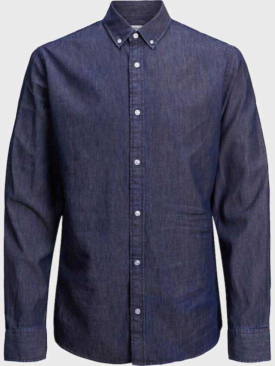 Long-sleeved Denim Shirt Navy Blue