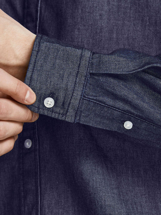 Long-sleeved Denim Shirt Navy Blue