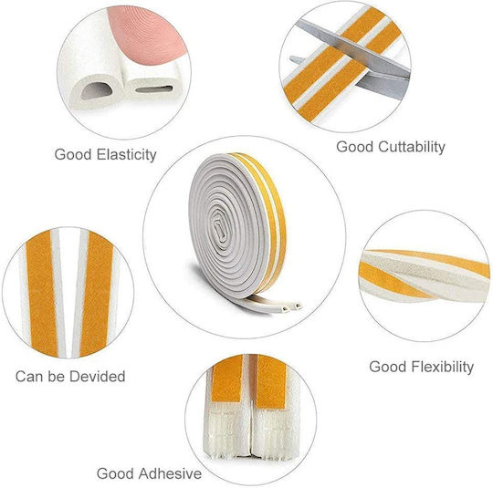 Rubber Draft Stopper Window in White Color 5mx0.6cm