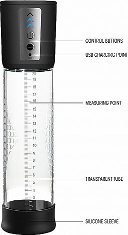 Shots Premium Rechargeable Automatic Pump Transparent 25cm