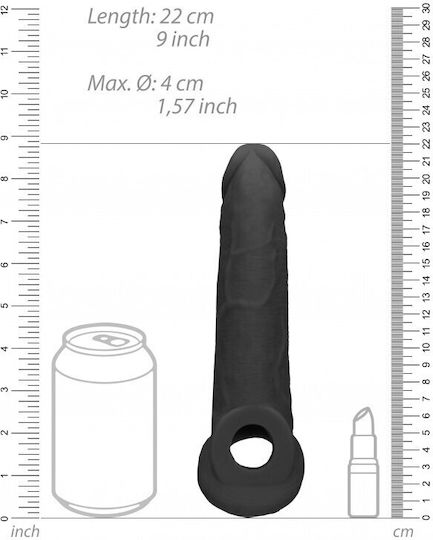 Shots Penis-Verlängerung Sleeve Schwarz 23cm