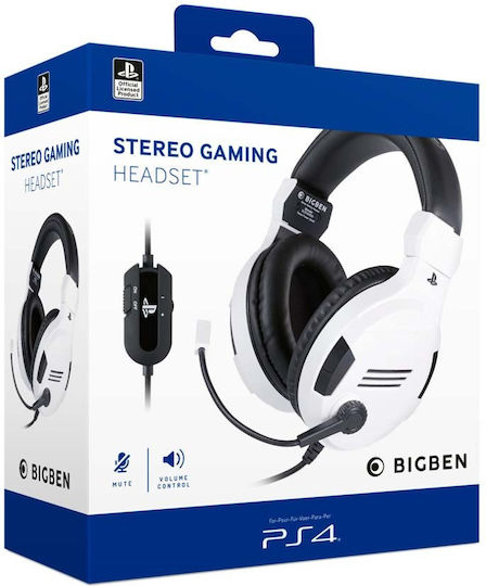 Bigben Interactive Interactive V3.0 Over Ear Gaming Headset με σύνδεση 3.5mm Λευκό
