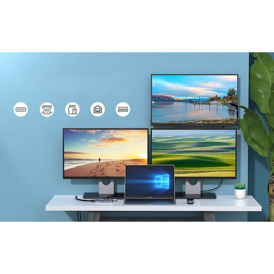 Choetech USB-C Docking Station with HDMI 4K Ethernet Gray (HUB-M26)