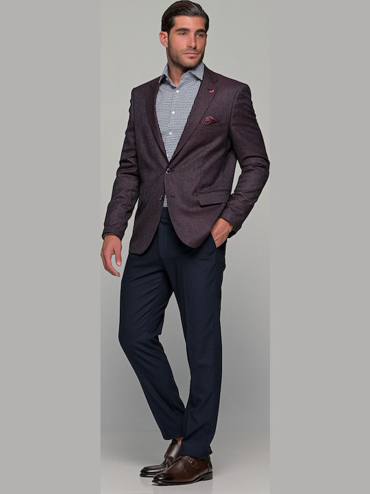Men's Suit Jacket Slim Fit Burgundy