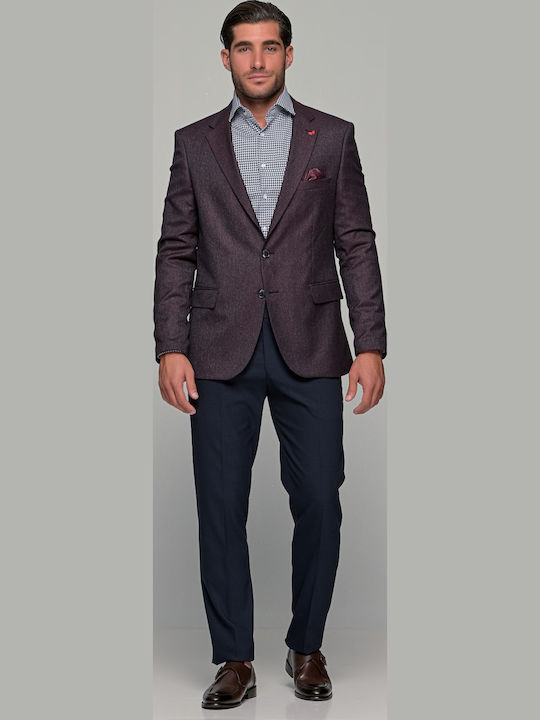 Men's Suit Jacket Slim Fit Burgundy