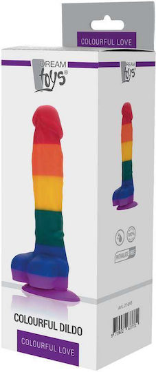 Dream Toys Colourful Love Dildo Ρεαλιστικό Dildo με Όρχεις και Βεντούζα Colourful 20cm