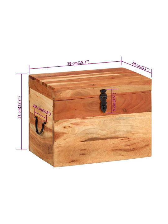 vidaXL Wooden Decorative Trunk Brown 39x28x31cm