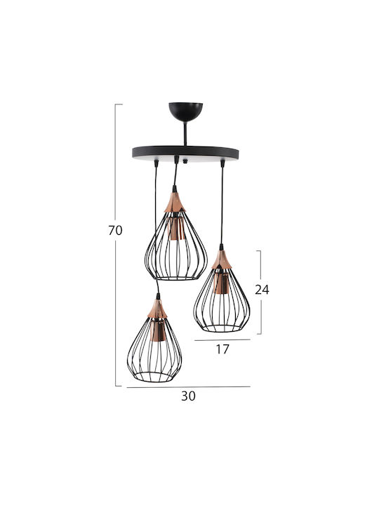 HomeMarkt Pendant Light Black Grid with Socket E27 30cm