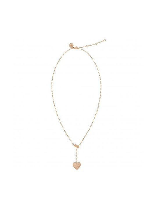 Necklace Double with design Heart from Gold Plated Steel