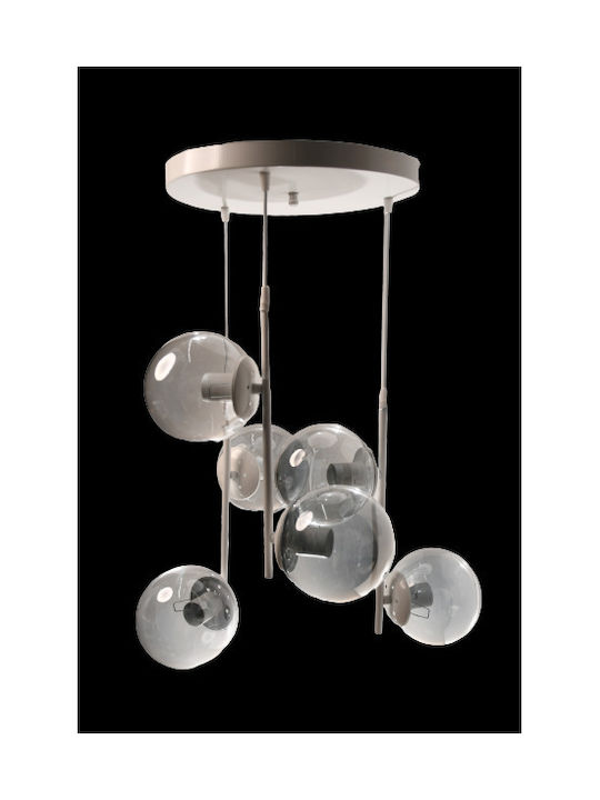 Pendant Chandelier Ball for 6 Bulbs E27 White