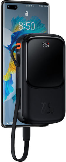 Baseus Qpow Digital Display Power Bank 10000mAh 22.5W with USB-A Port and 2 USB-C Ports Power Delivery Black