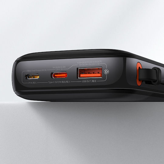 Baseus Qpow Digital Display Power Bank 10000mAh 22.5W with USB-A Port and 2 USB-C Ports Power Delivery Black