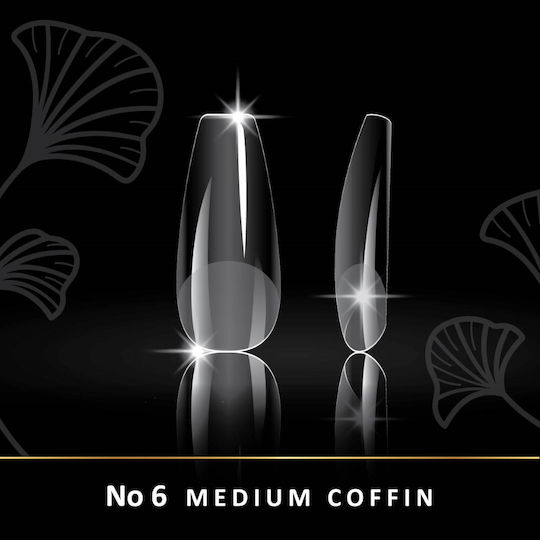 Woww Cosmetics Woww No6 Medium Coffin Tips Νυχιών Διάφανα 240τμχ