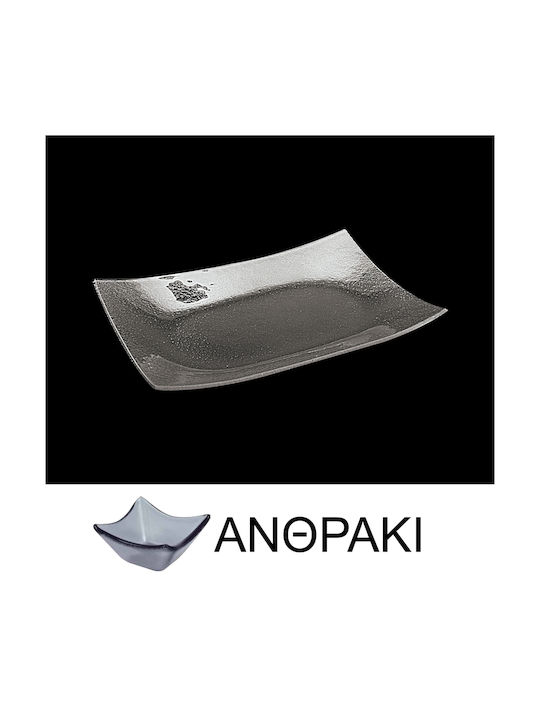 Lukanda Platou de Servire Dreptunghiular Sticlă Cărbune de lemn 39x25buc 8buc