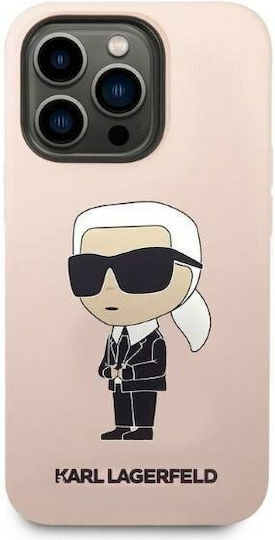 Karl Lagerfeld Ikonik Umschlag Rückseite Silikon Rosa (iPhone 14 Pro)