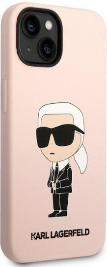 Karl Lagerfeld Ikonik Umschlag Rückseite Silikon Rosa (iPhone 14 Plus)