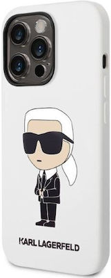 Karl Lagerfeld Ikonik Back Cover Σιλικόνης Λευκό (iPhone 14 Pro)