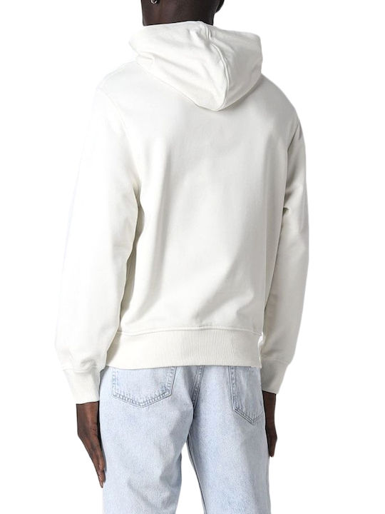 Calvin Klein Herren Sweatshirt mit Kapuze und Taschen Weiß