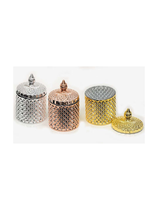 Faitakis Pack Φοντανιέρα Sticlă cu Capac 8.3x8.3x13.8cm Pink / Gold