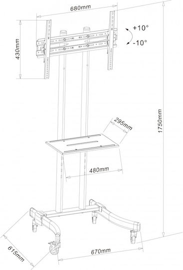 Techly ICA-TR23 Βάση Τηλεόρασης Δαπέδου έως 70" και 40kg