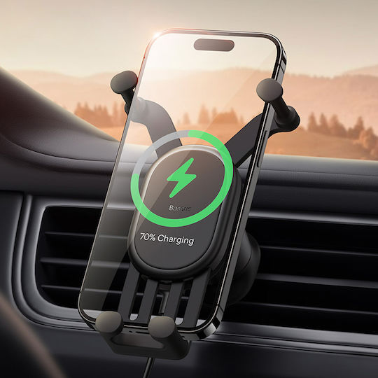 Baseus Car Mobile Mount with Adjustable Hooks and Wireless Charging Black SUWX030001