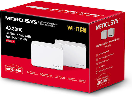 Mercusys Halo H80X v1 WiFi Mesh Network Access Point Wi‑Fi 6 Dual Band (2.4 & 5GHz) in Double Kit