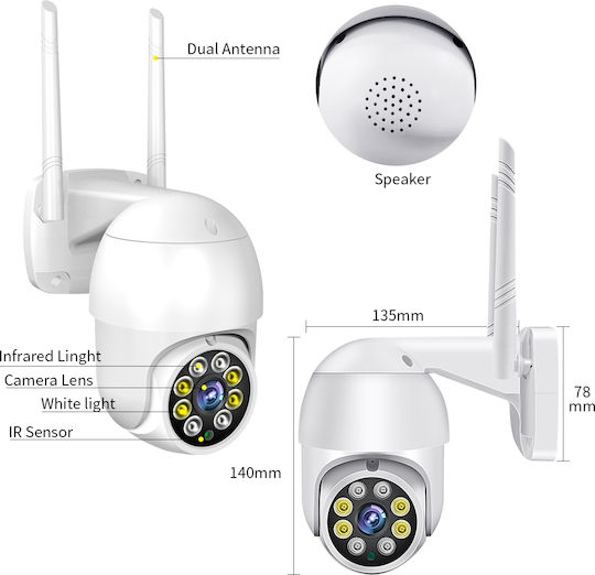Camwon WIP-TY300P IP Κάμερα Παρακολούθησης Wi-Fi Full HD 1080p Αδιάβροχη με Αμφίδρομη Επικοινωνία και Φακό 3.6mm