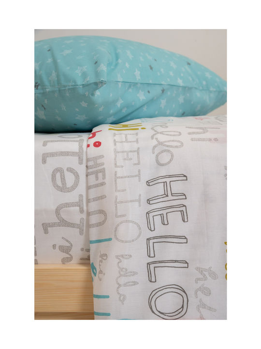 Biokarpet Naf Naf Hello 354 White Lt Blue Σετ Σεντόνια-σετ Σεντόνια