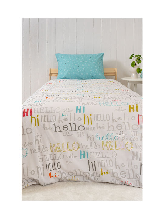 Biokarpet Naf Naf Hello 354 White Lt Blue Σετ Σεντόνια-σετ Σεντόνια