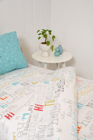 Viokarpet Naf Naf Hello 354 Weiß Hellblau Kinderbettlaken-Set