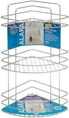 ECE 40366 Colțar Montat pe perete Raft Baie Metal cu 3 Rafturi 31x25x54cm Argintie ECE 40366 Colțar Montat pe perete Raft Baie Metal cu 3 Rafturi 31x25x54cm Argintie