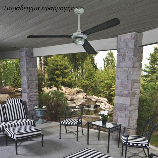 Eurolamp Ceiling Fan 120cm with Light Fixture Silver