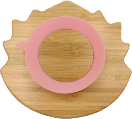 Baby Cloud Feeding Set Hedgehog made of Bamboo with Non-Slip Base Pink 3pcs