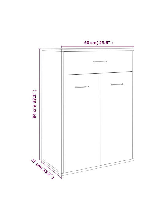 Holz Schuhschrank mit 4 Regalen Gelb L60xW35xH84cm