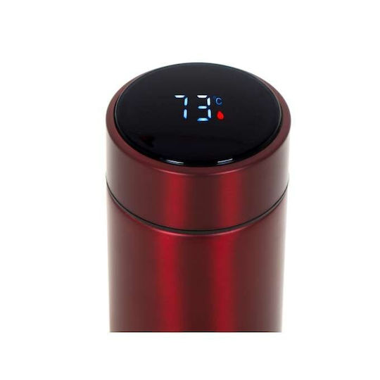 Loco Smart Led Μπουκάλι Θερμός Ανοξείδωτο 500ml Μπορντό