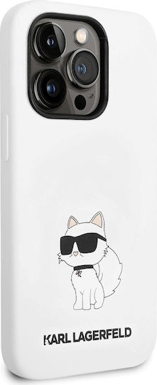 Karl Lagerfeld Choupette Umschlag Rückseite Silikon Weiß (iPhone 14 Pro Max) KLHCP14XSNCHBCH