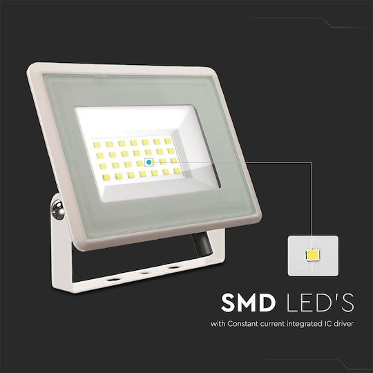 V-TAC F-Class Waterproof LED Floodlight 20W Natural White 4000K IP65