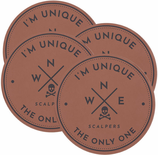 Scalpers Round Plastic Brown Coasters Home 4pcs