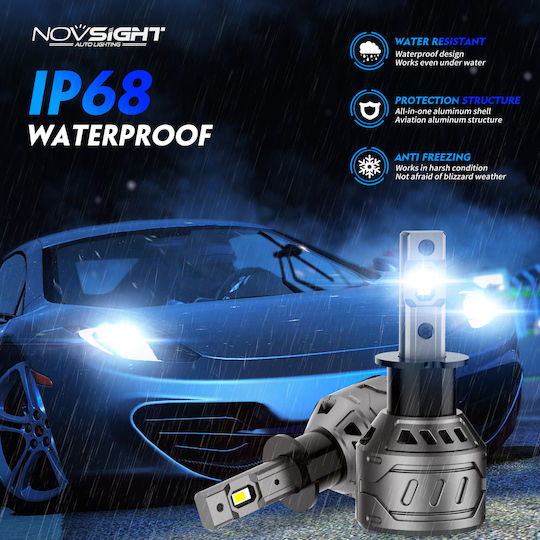 NovSight Lamps Car A500 N61 H3 LED 6500K Cold White 12-24V 30W 2pcs