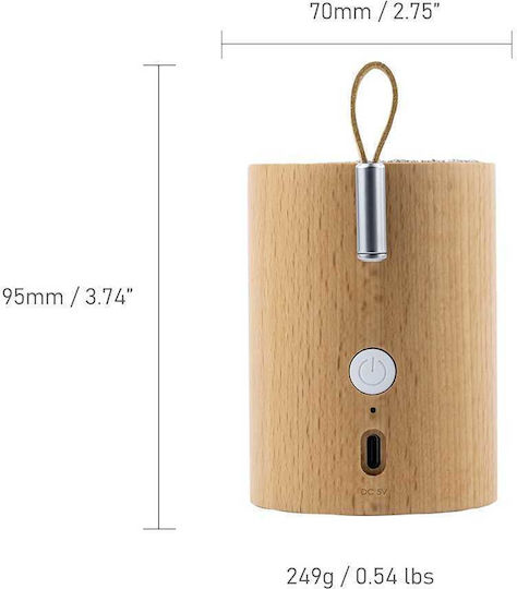 Gingko Drum Light Boxă Bluetooth 5W cu Durată de Baterie până la 8 ore Natural Beech