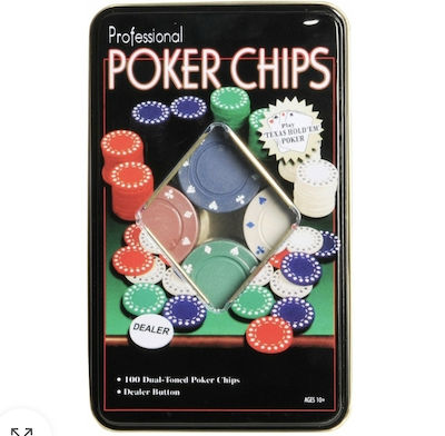 Set 100 Poker Chips 50mm in Metallic Box