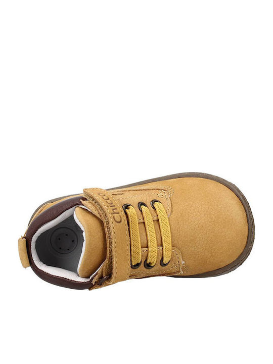 Suede Kids Boots with Velcro Yellow