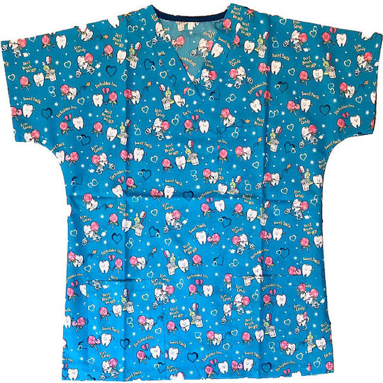 Northcure Tooth and Candy Unisex Multicolour Medical Blouse Cotton and Polyester