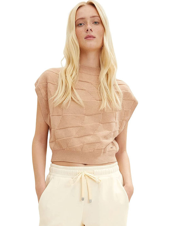 Winter Women's Sleeveless Beige Tunic