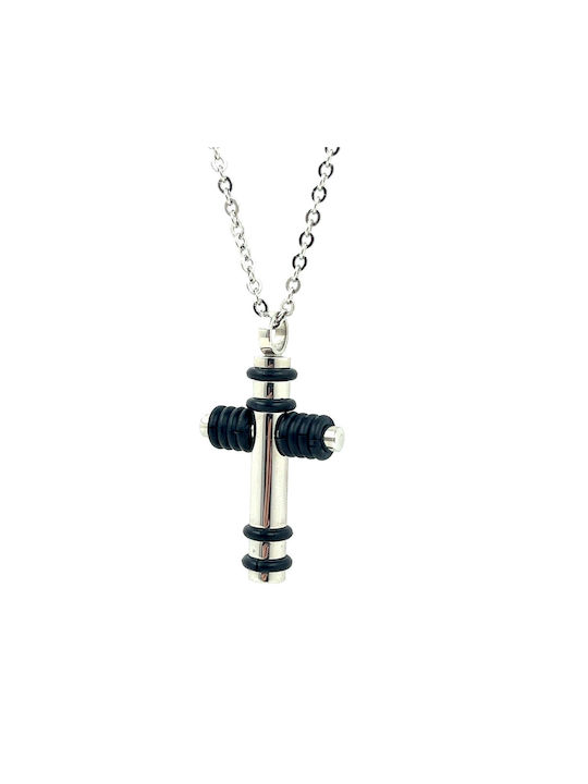 Men's Steel Necklace with Cross