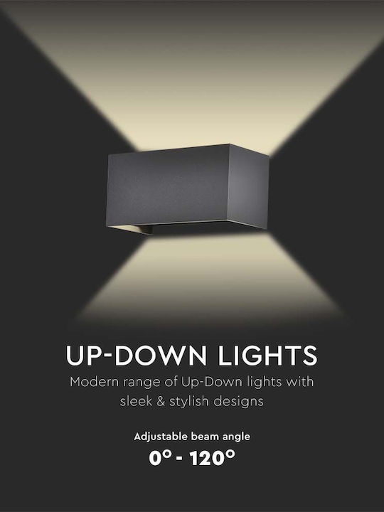 V-TAC Wall-Mounted Outdoor Ceiling Light LED IP65 24W with Natural White Light Double Beam 20x10x10εκ.
