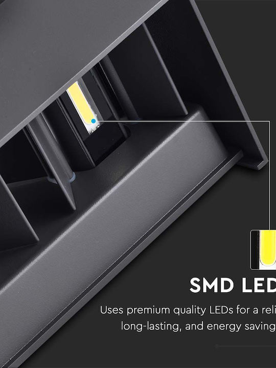 V-TAC Wall-Mounted Outdoor Ceiling Light LED IP65 24W with Natural White Light Double Beam 20x10x10εκ.