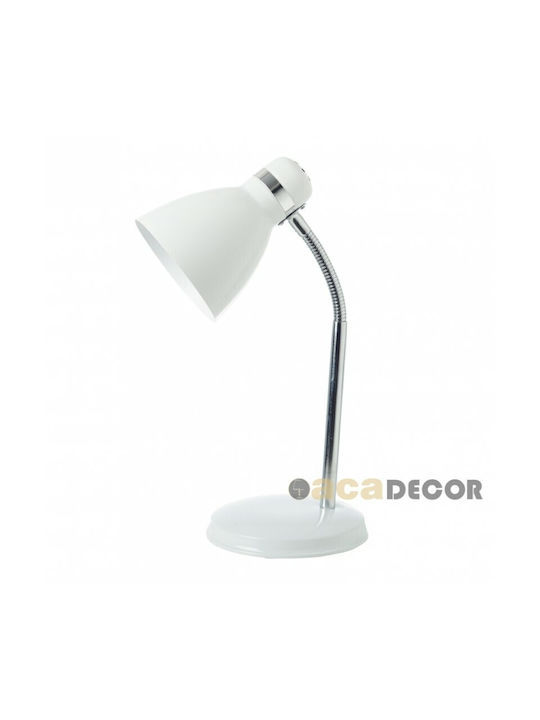 Aca Bürobeleuchtung mit flexiblem Arm für E27 Lampen in Weiß Farbe