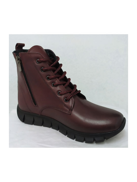 Level Anatomic Leder Damen Knöchelstiefel Burgundisch